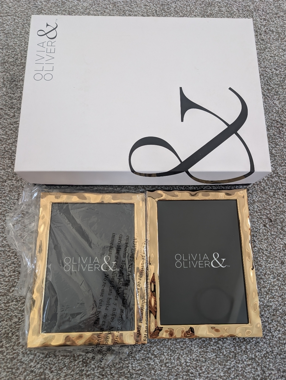 Olivia & Oliver 5x7" Harper Polished Gold Luxury Photo Frames (2)